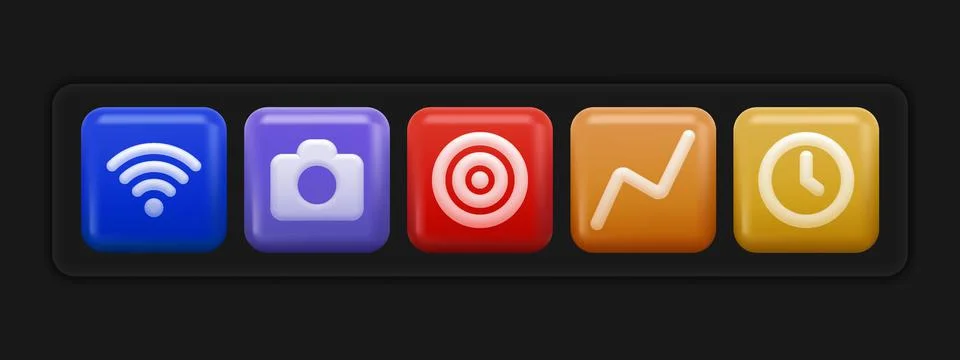 3d App Icons Set. Basic UI Buttons Illustrazione stock