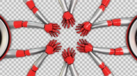 3D APPLAUSE HANDS COLLABORATION CIRCLE 4K VIDEO ANIMATION. ALPHA CHANNEL. Stock Footage 60038758