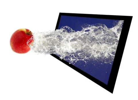 3D apple with by water Stock Photos