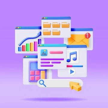 3D Application Windows Interface Isolated Illustrazione stock