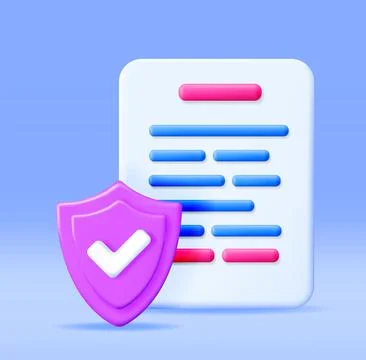 3D Approved Documents Papers Icon Isolated. Stock Illustration