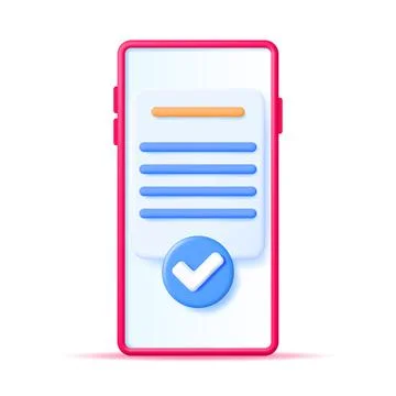 3D Approved Documents Papers in Smartphone Stock Illustration