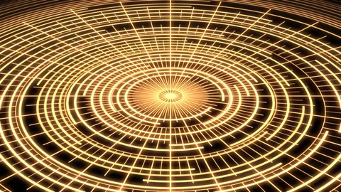 3D Arc Audio Equalizer Radial Patterns Ripple Yellow X60 Degrees Large VJ Loop Vidéo 195244315