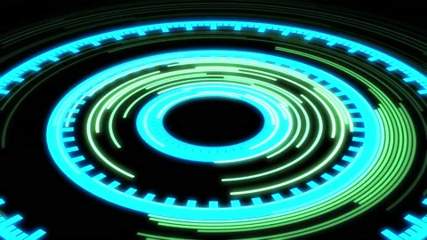 3D Arc Audio Reactive Equalizer Green Blue X60 Degrees Large VJ Loop Animation Video stock 168389225