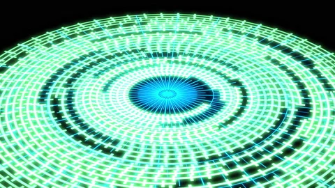3D Arc Audio Reactive Equalizer B Radial Grids Green Blue X60 Degrees Large VJ Video stock 169900921
