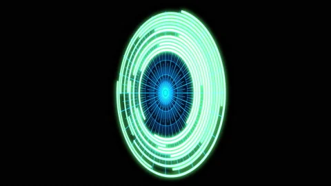3D Arc Audio Reactive Equalizer Green Blue Y50 Degrees VJ Loop Animation Video stock 171914400