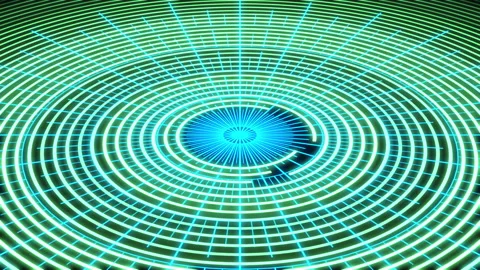 3D Arc Audio Reactive Equalizer Radial Patterns Green Blue X60 Degrees Large VJ Video stock 172499927