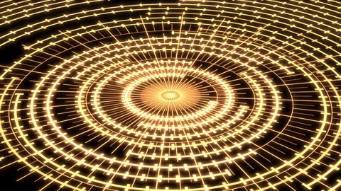 3D Arc Audio Reactive Equalizer B Radial Grids Yellow X60 Degrees Large VJ Loop Video stock 308492339