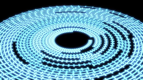 3D Arc Offset E Audio Reactive Equalizer Blue X60 Degrees Large VJ Loop Video stock 242042762