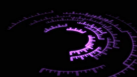 3D Arc Offset Tribal Audio Reactive Equalizer Purple X60 Degrees Large VJ Loop Video stock 166442253