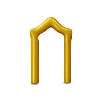 3D arch vector frame, golden shiny doorway, vintage yellow border design, Arabic Stock Illustration