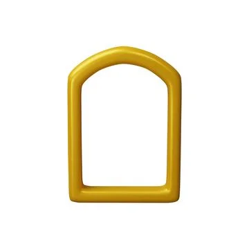 3D Arched Golden Frame for Window or Door, Oriental Decor Element. Illustrazione stock