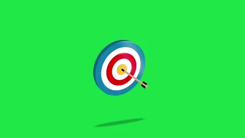 3D Archery Target Bullseye Hit Animation with Arrow Success Goal Concept Gre Stock Footage 337424002
