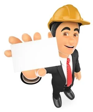 3D Architect with a blank card Stock Illustration