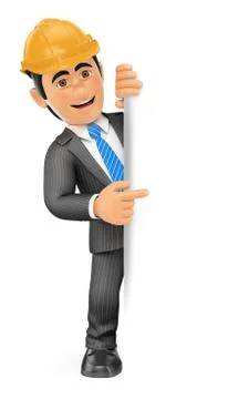 3D Architect pointing aside. Blank space Stock Illustration