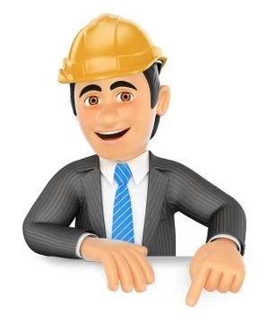 3D Architect pointing down. Blank space Stock Illustration