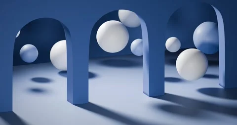 3d architectural composition in monochrome blue Stock Footage 333769426