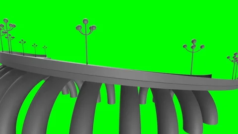 3d architecture bridge on a green background Stock Footage 87328784