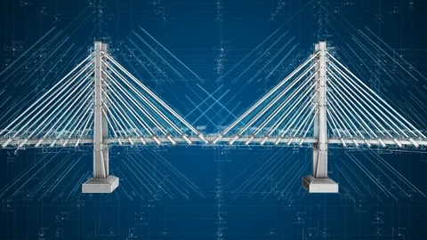 3D architecture structural engineering design of bridge infrastructure  Stock Footage 116703604