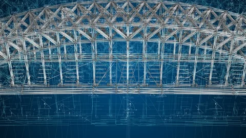 3D architecture structural engineering design of bridge infrastructure  Stock Footage 116705330