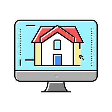 3d architecture visualization color icon vector illustration 스톡 일러스트