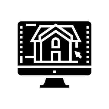 3d architecture visualization glyph icon vector illustration Stock Illustration
