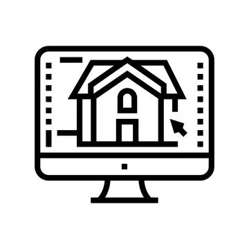 3d architecture visualization line icon vector illustration Stock Illustration