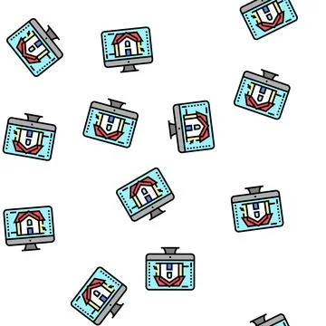 3d architecture visualization vector seamless pattern Stock Illustration