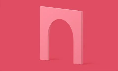 3d archway pink curved angular construction block minimal gate entrance exi.. Ilustración de archivo