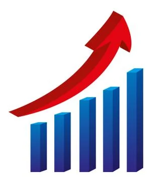 3d arrow and bar graph isolated over white bacground vector Stock Illustration