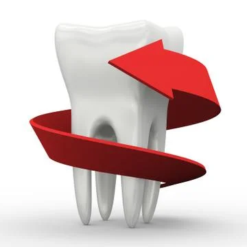 3d arrow around white tooth Stock Illustration