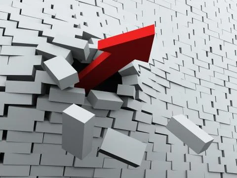 3d arrow breaking wall Stock Illustration