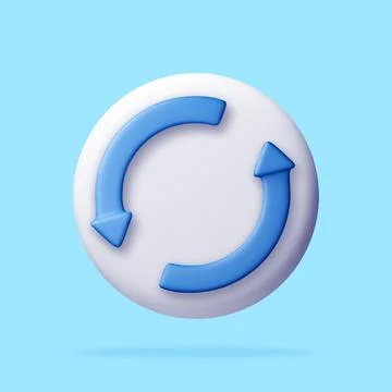 3D arrow icon, refresh or reload action. Illustrazione stock