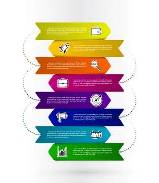 3d arrow infographic design elements with 8 options. Modern minimalistic layo Stock Illustration