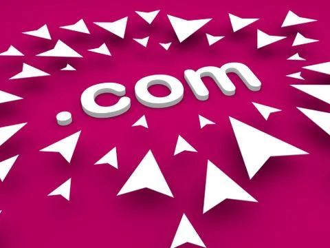 3d arrow pointing dot com Stock Illustration