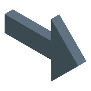 3d arrow pointing down left isometric icon Stock Illustration