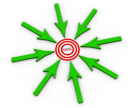 3d arrow pointing to goal Stock Illustration