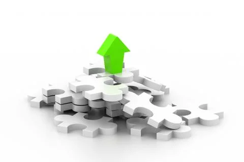 3d arrow with puzzle pieces. Stock Illustration