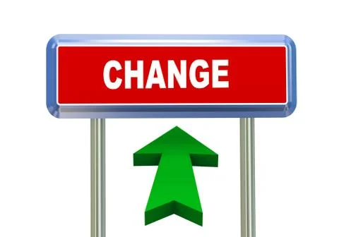 3d arrow road sign - change Illustrazione stock