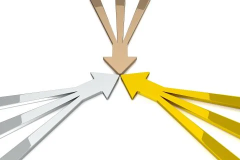 3D Arrows - 3 in 1 - Gold / Silver / Bronze Stock Illustration