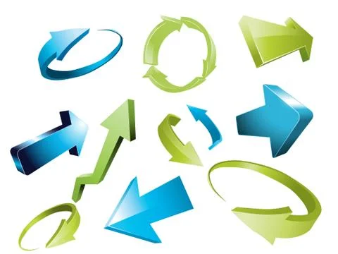 3d arrows, 3d arrow sketchy design elements set Illustrazione stock