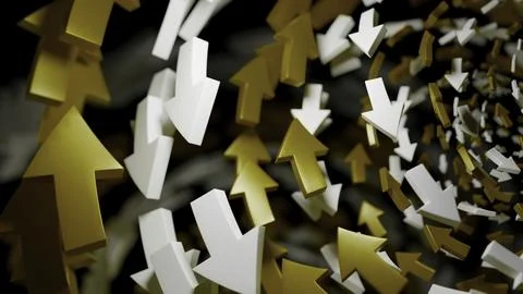 3D arrows flying in a circle, concept of corporate business and stock market Illustrazione stock