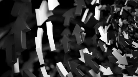 3D arrows flying in a circle, concept of corporate business and stock market Illustrazione stock
