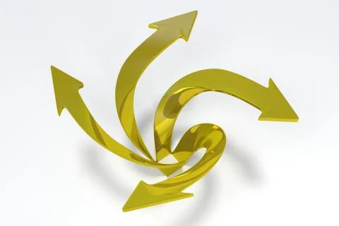 3D Arrows - Gold Stock Illustration