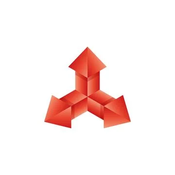 3d arrows logo, 3 directions isometric symbol or three dimensional Cartesian  Stock Illustration