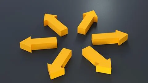 3d arrows pointing in different directions Stock Illustration