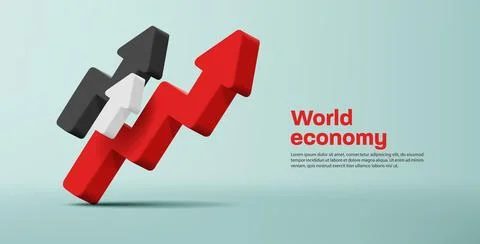 3d arrows render composition, business illustration with black red and white Stock Illustration