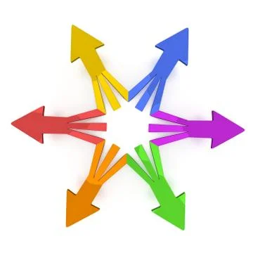 3D Arrows - Star - 6 Colors Stock Illustration