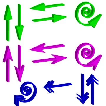 3D arrows on white background Stock Illustration