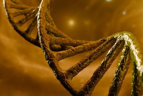 3d artificial DNA molecule helix, biotech genetic engineering 库存插图